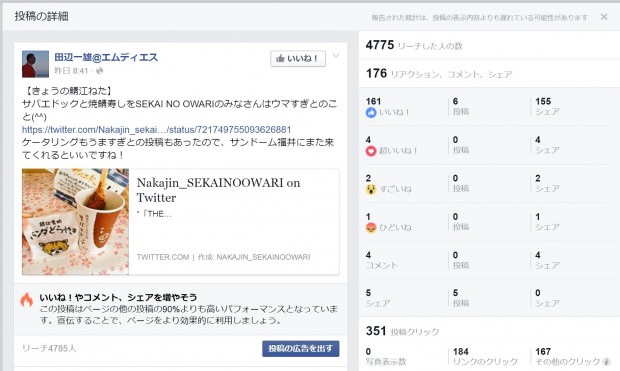 Facebookページのインサイト